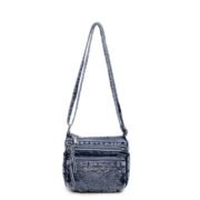 Denim Multi‑Pocket Crossbody Shoulder Bag