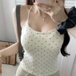 Polka Dot Print Slim Fit Cami Tank Top