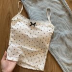 Polka Dot Lace Trim Cami Tank Top