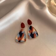 Geometric Print Triangle Drop Dangle Earrings
