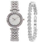 Rhinestone Wrist Watch & Matching Bracelet Set