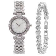 Rhinestone Wrist Watch & Matching Bracelet Set