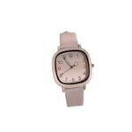 Light Pink Square Analog Leather Strap Watch