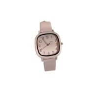 Light Pink Square Analog Leather Strap Watch