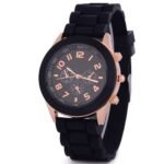 Sporty Analog Watch with Black Silicone Strap