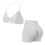 Women Seamless Halter Bra & High Waist Shorts Yoga Set