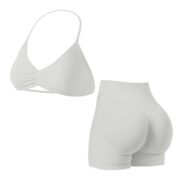 Women Seamless Halter Bra & High Waist Shorts Yoga Set