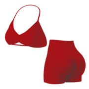 Red 2‑Piece Sports Bra & High Waist Shorts Set