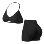 Women 2‑Piece Seamless Bra & High Waist Shorts Set